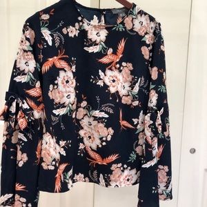 Black floral blouse